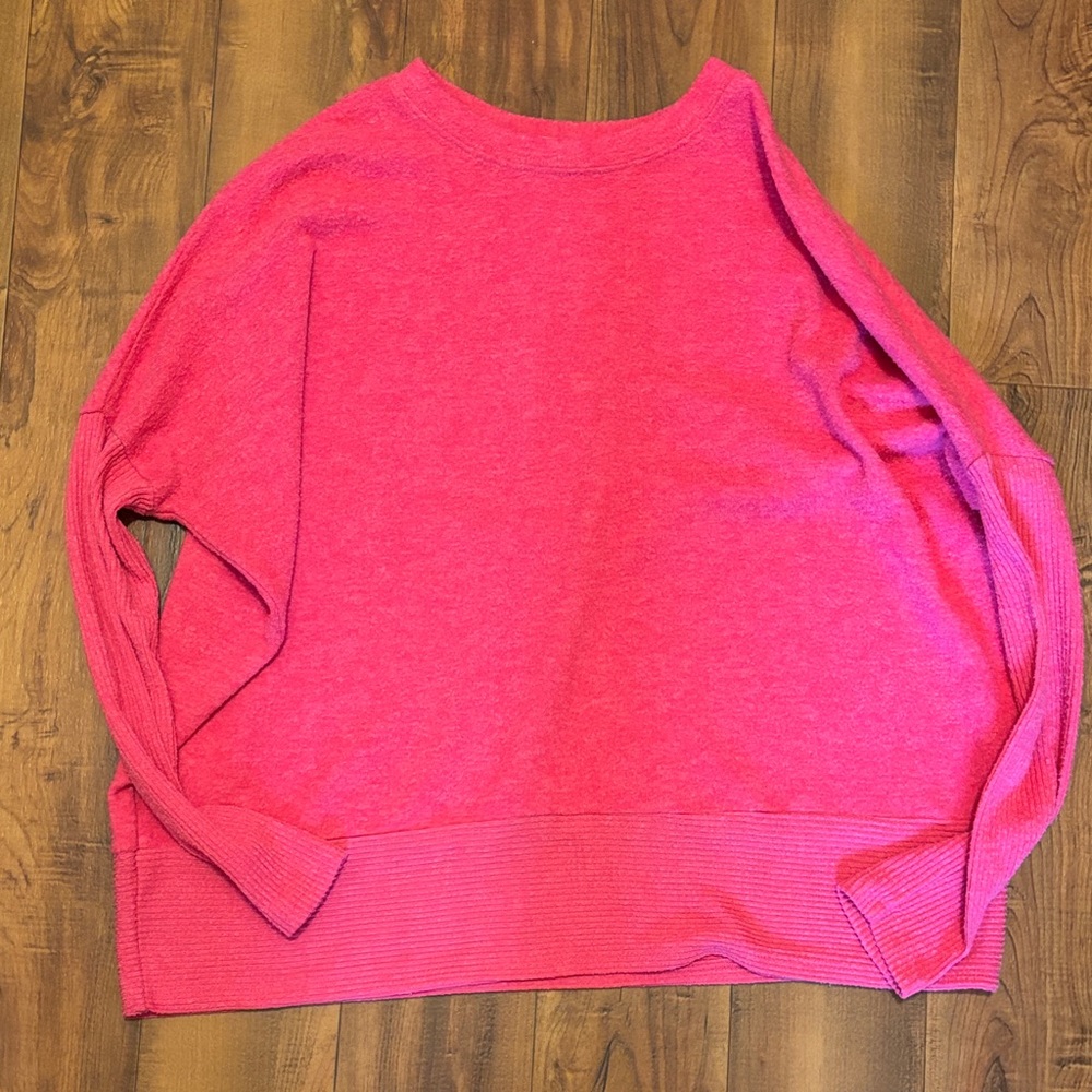 Zenana Outfitters Vibrant Pink Crew Neck Sweater